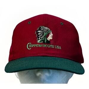 VTG Chippewa Boots USA Embroidered Red HAT SnapBack Adjustable One Size YOUNGAN